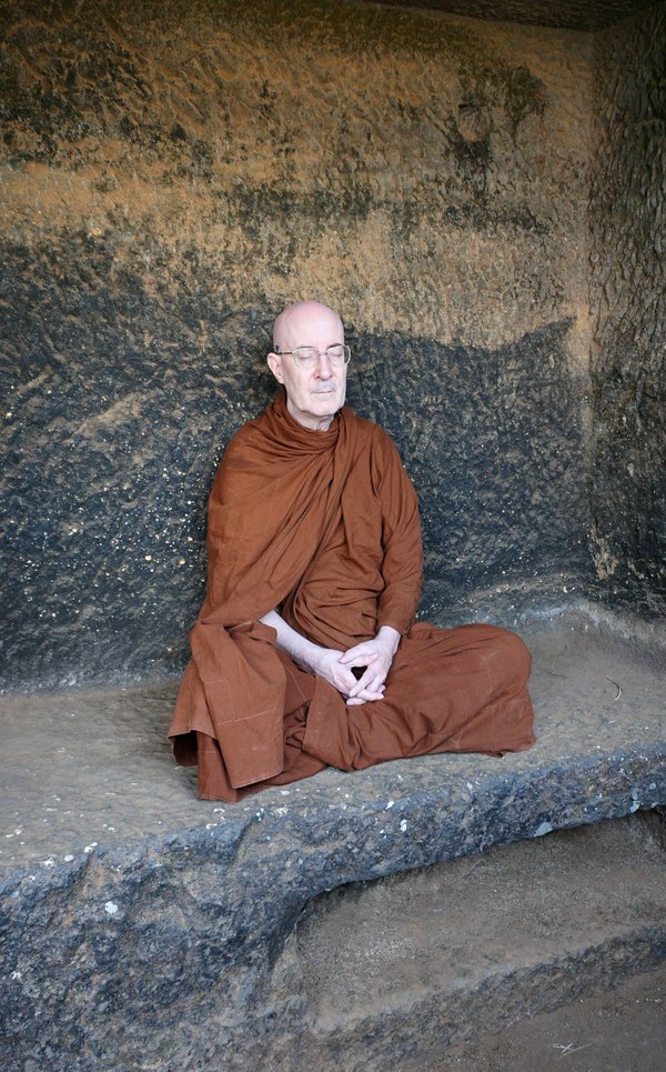 Bhante Ānandajoti meditating — Bhaja Caves